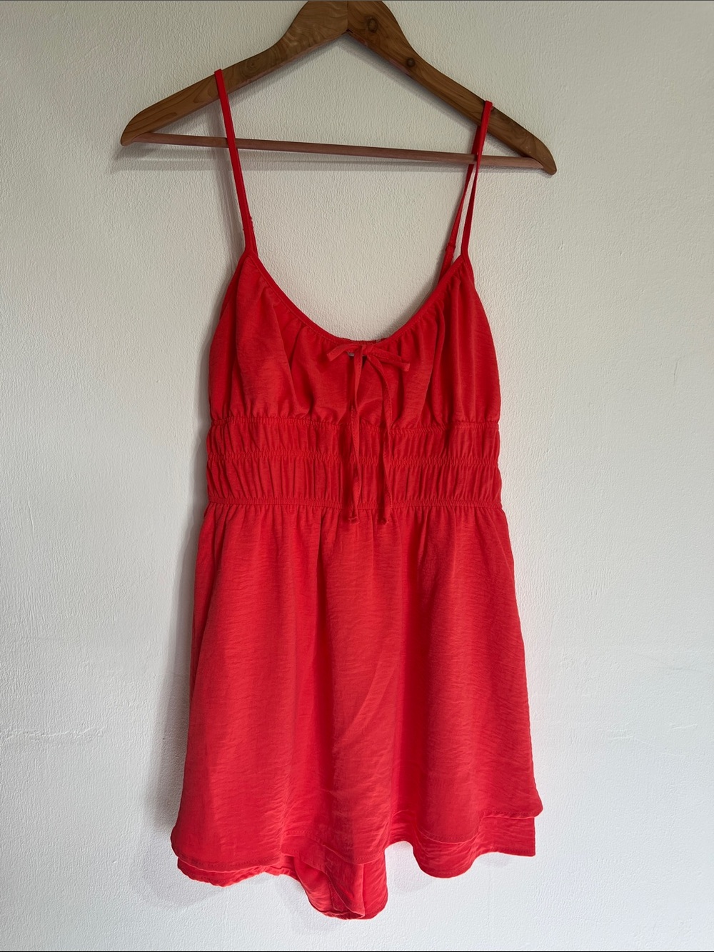 No Boundaries Red Spaghetti-Strap Camisole jumper with built in shorts